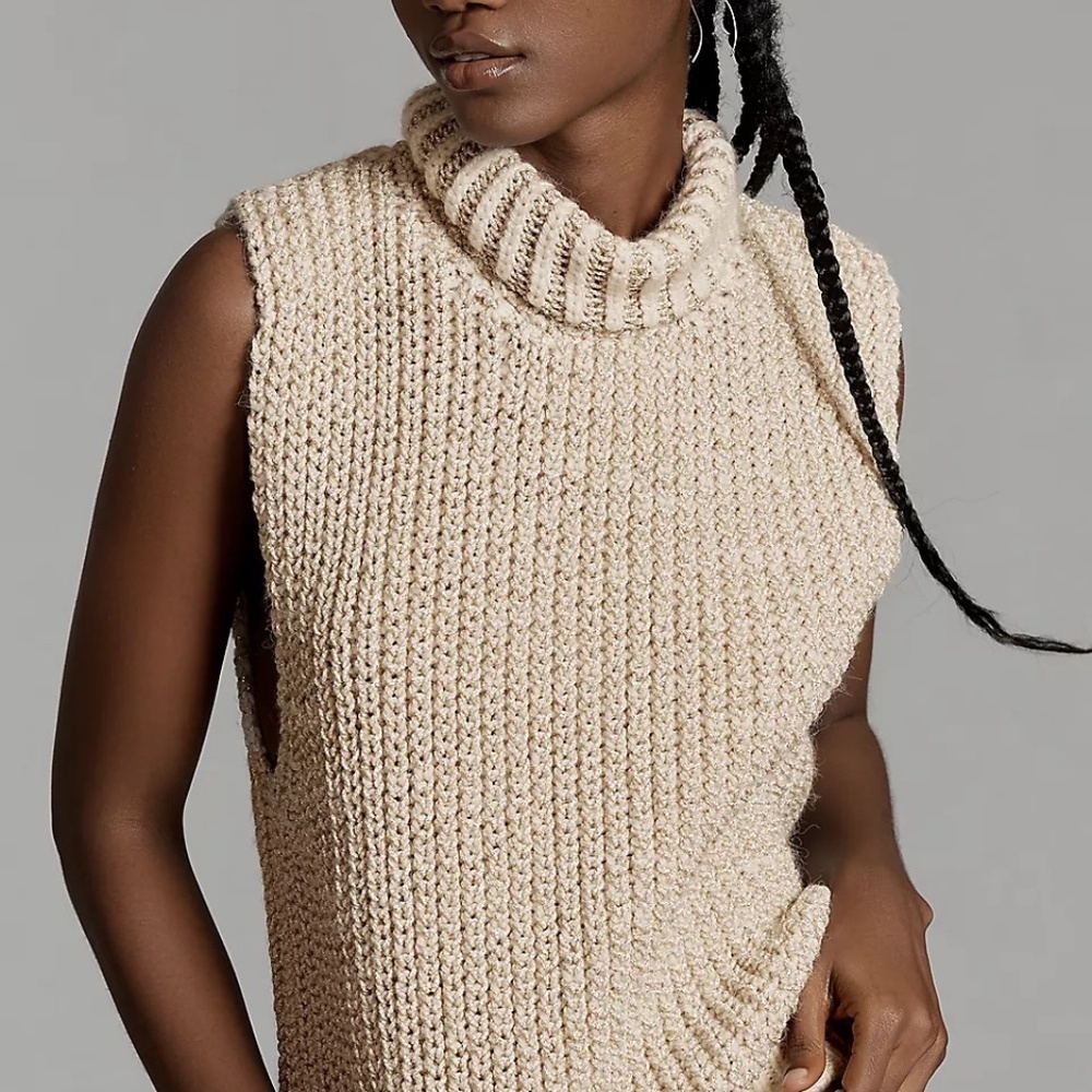 NWT Anthropologie Pilcro Lurex Sweater Tank Vest XL - Picture 3 of 4